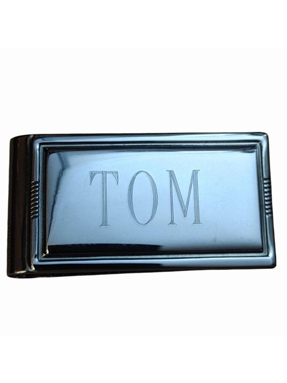 Gun Metal Silver Money Clip Personalize Engraved Tom Text 2 Inch Stainless Steel